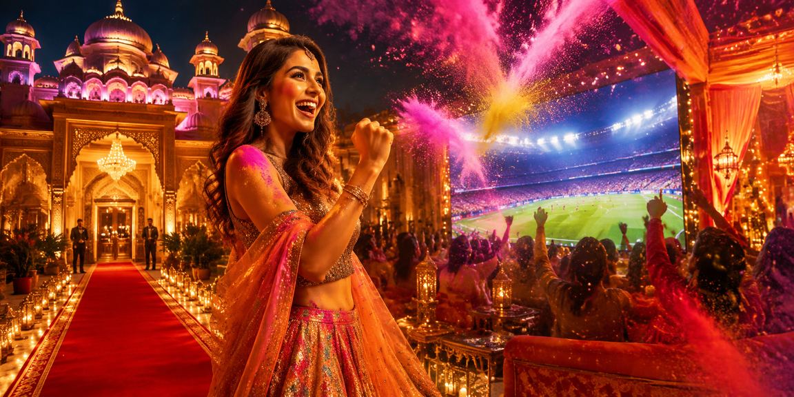 Holi festival celebration with casino theme in India